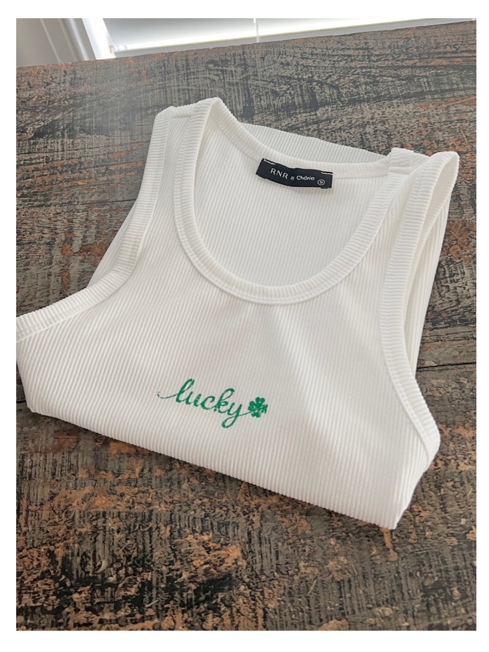 NWT RNR by CHERIE “Lucky” Ribbed Tank Top in White
